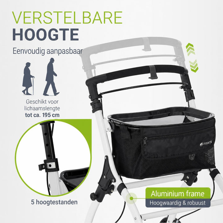 Binnenrollator Aktiv – aluminium, in hoogte verstelbaar, met dienblad
