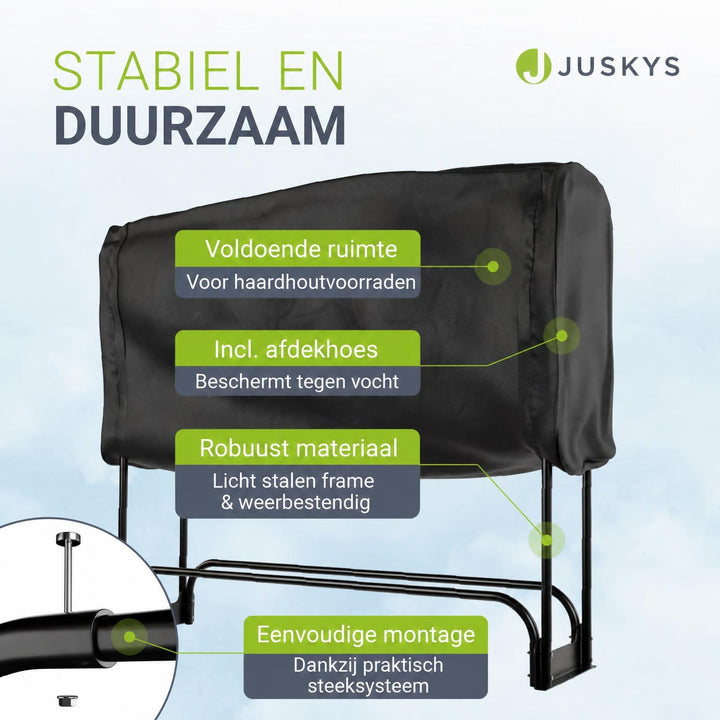 Haardhoutrek voor buiten – 130x117 cm, met afdekhoes