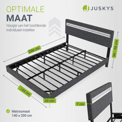 Zwevend bed Lissabon 140x200 cm – kunstleerlook met LED