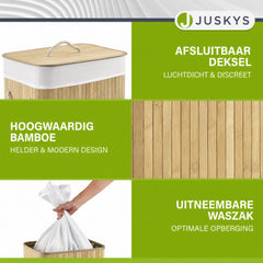 Bamboe wasmand Curly – 72 liter, met deksel en waszak