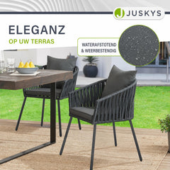 Rope tuinstoelen – set van 2, gevlochten touw met dikke kussens