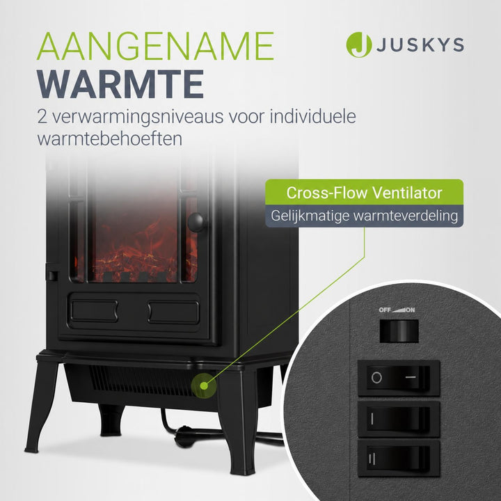 Elektrische haard 2000 W – vlameffect, 2 verwarmingsstanden