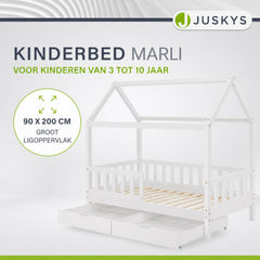 Kinderbed Marli 90x200 cm met bedlade – huisbed, wit