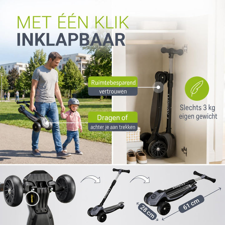 Kinderstep Lumox – LED-wielen, verstelbaar stuur, inklapbaar