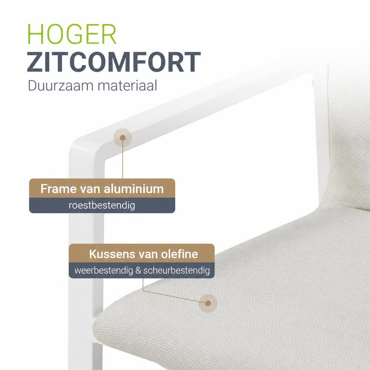 Tuinset Maui – 6 personen, aluminium met tafel en 6 stoelen