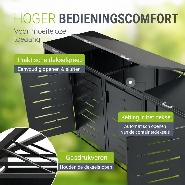 Metalen containerombouw Arel – voor 2 containers, afsluitbaar