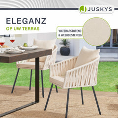 Rope tuinstoelen – set van 2, gevlochten touw met dikke kussens