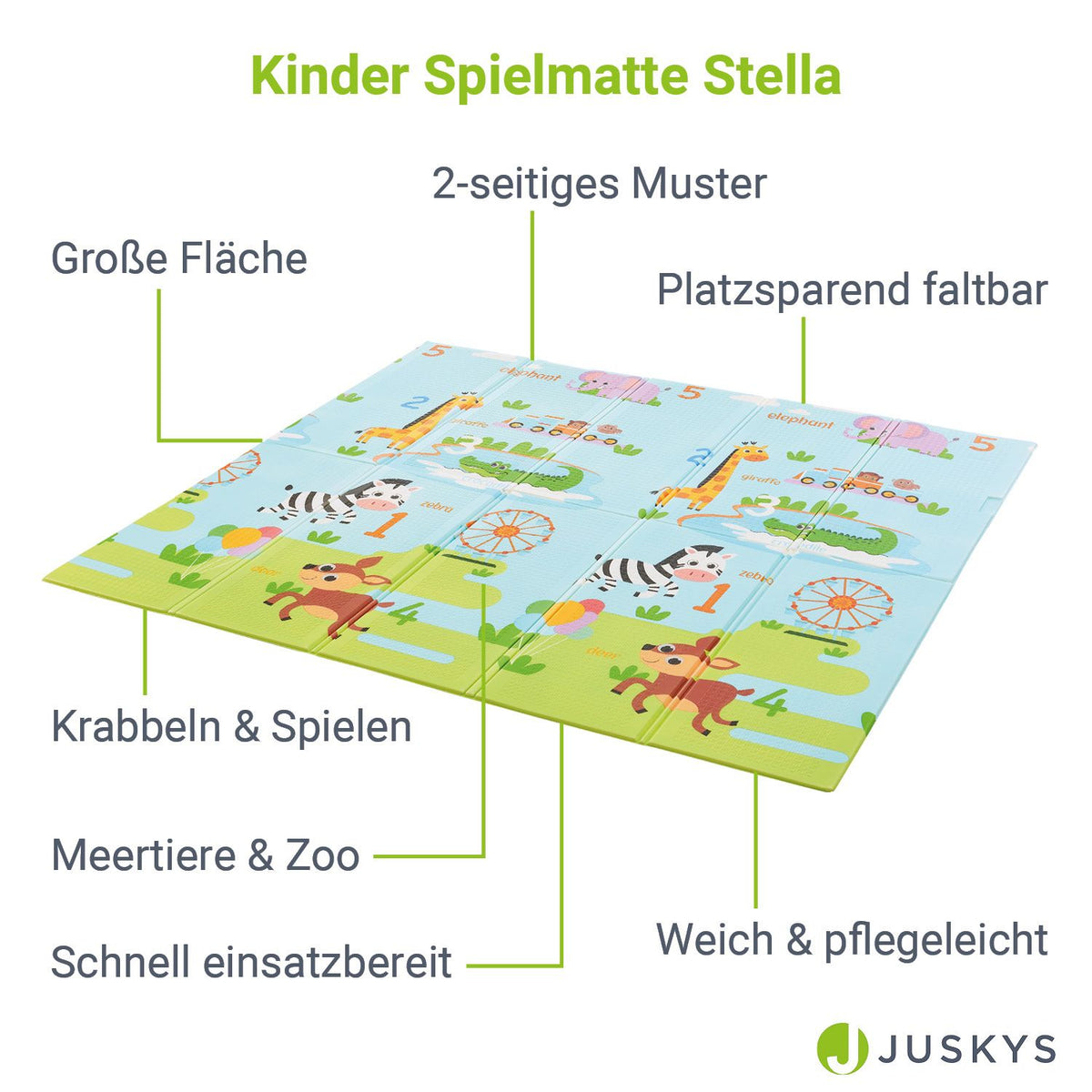 Speelmat 180 x 200 cm met diverse diermotieven