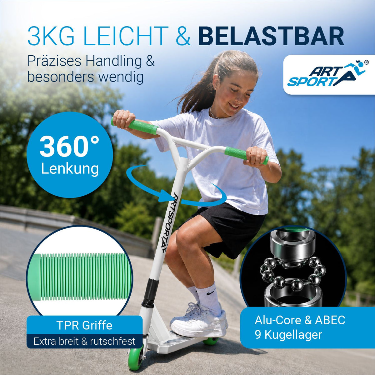 Stuntstep Red Smoke – 360° stuur, 100 mm wielen, vanaf 6 jaar