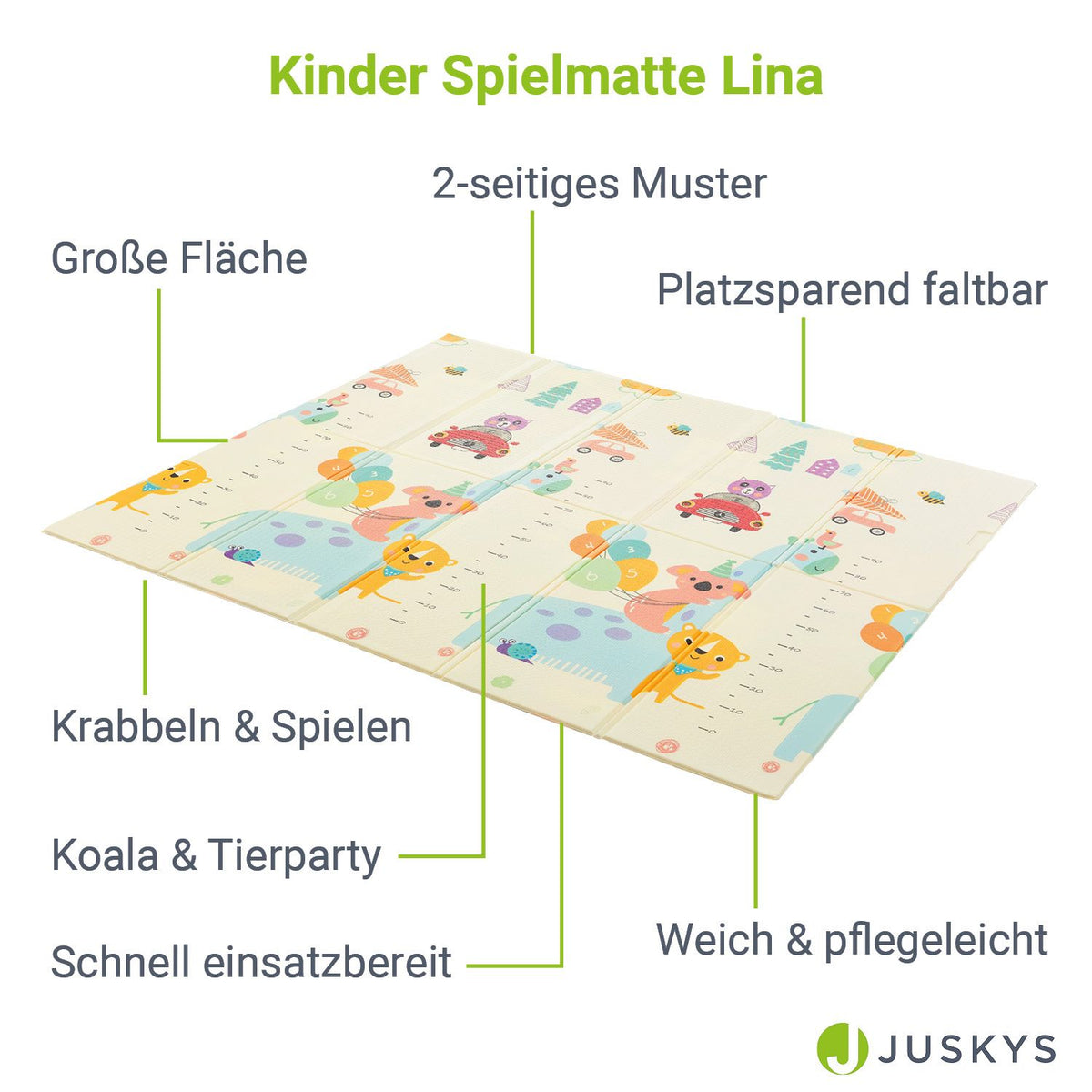 Speelmat 180 x 200 cm met diverse diermotieven