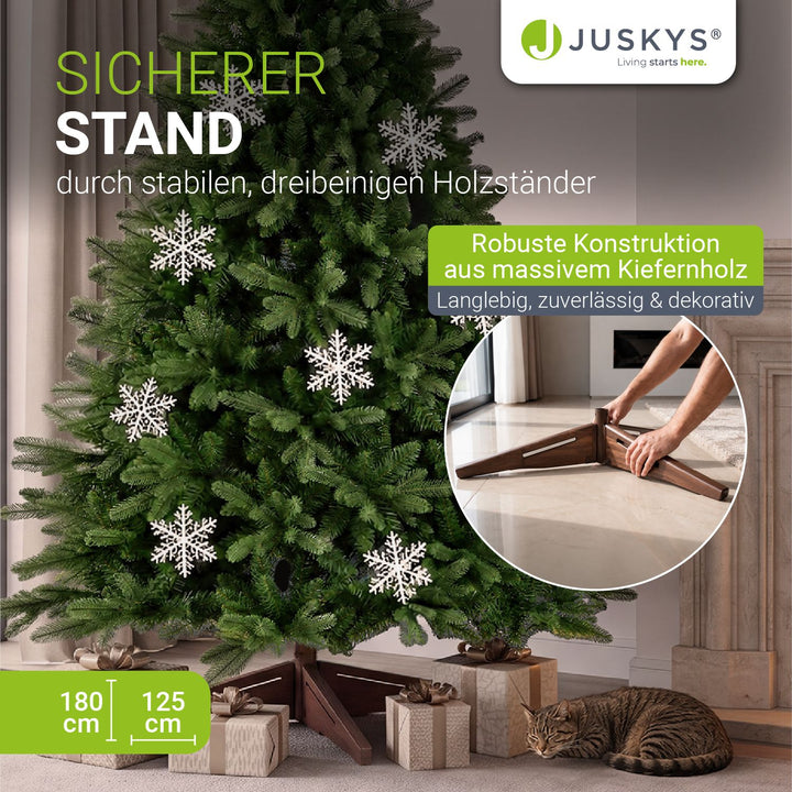 Kunstkerstboom Norvi – nordmannlook, met houten standaard