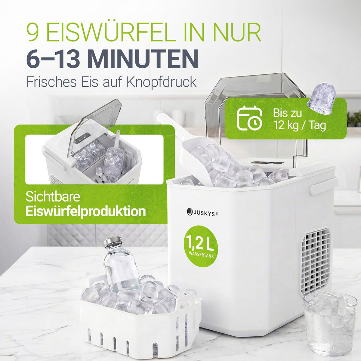 IJsblokjesmachine IceOracle – zelfreinigend, 12 kg ijs per dag