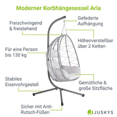 Rieten hangstoel Aria inclusief kader