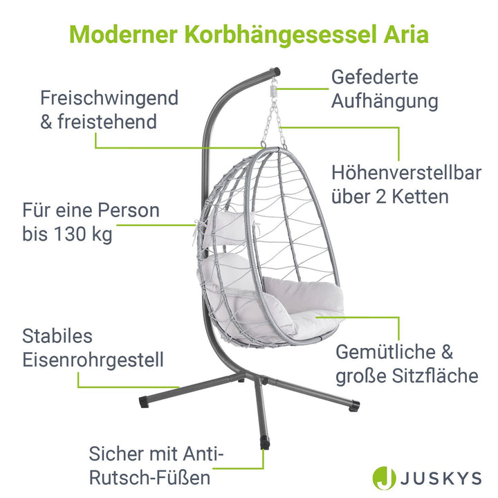 Rieten hangstoel Aria inclusief kader