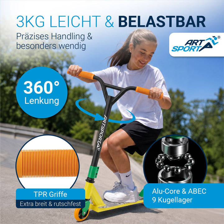 Stuntstep Red Smoke – 360° stuur, 100 mm wielen, vanaf 6 jaar