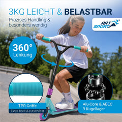Stuntstep Red Smoke – 360° stuur, 100 mm wielen, vanaf 6 jaar