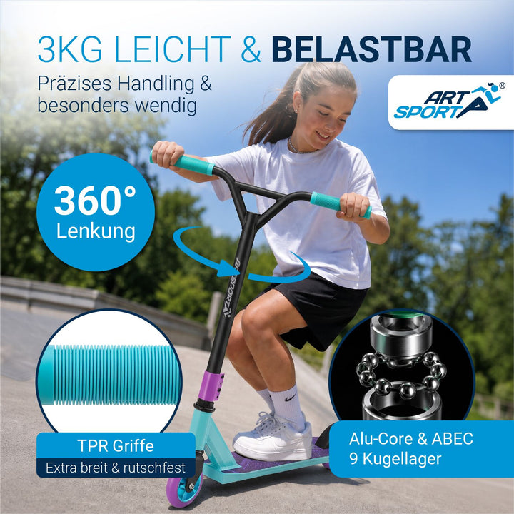 Stuntstep Red Smoke – 360° stuur, 100 mm wielen, vanaf 6 jaar