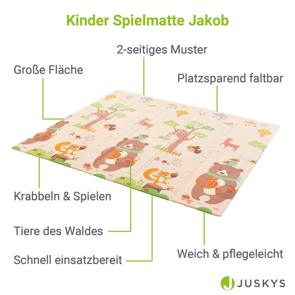 Speelmat 180 x 200 cm met diverse diermotieven