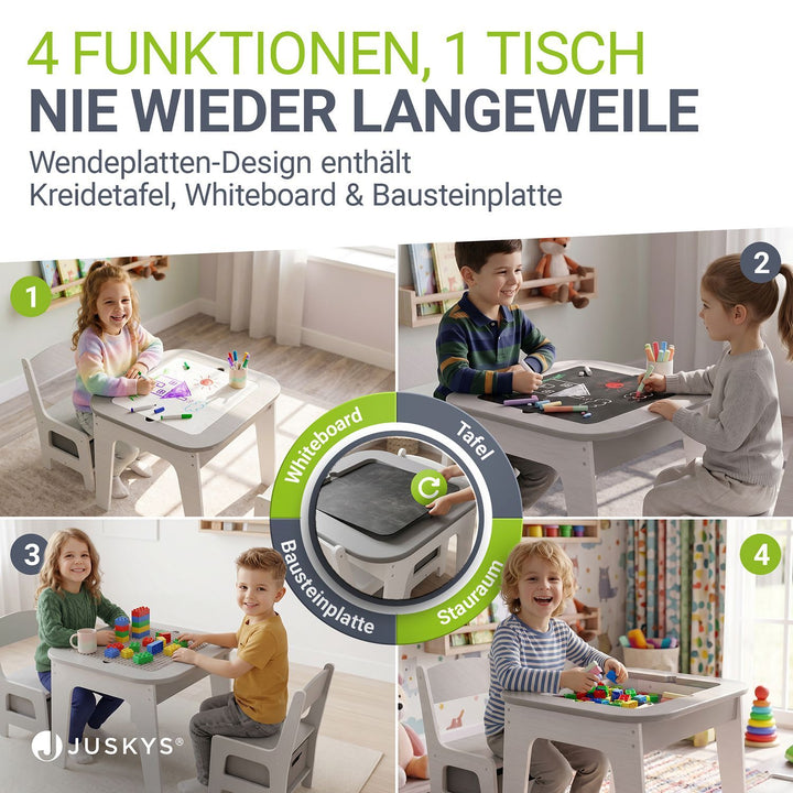 Kindertafel Milou – met 2 stoeltjes, hout, met opbergruimte