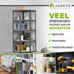 Metalen hoekstelling Corner Basic – 180x70x40 cm, 5 planken