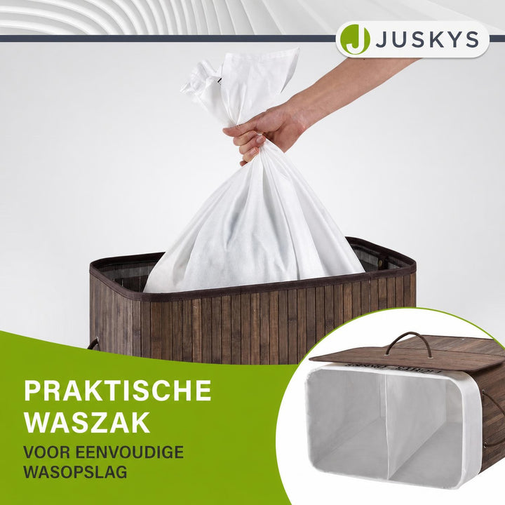 Bamboe wasmand Curly – 72 liter, met deksel en waszak