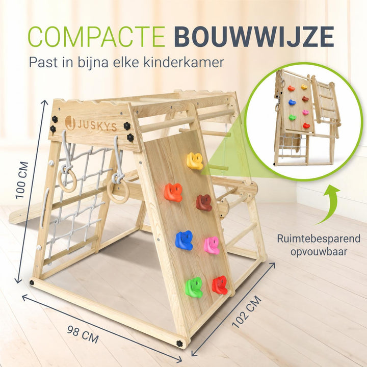 Indoor klimrek voor kinderen – met glijbaan, klimwand en ringen