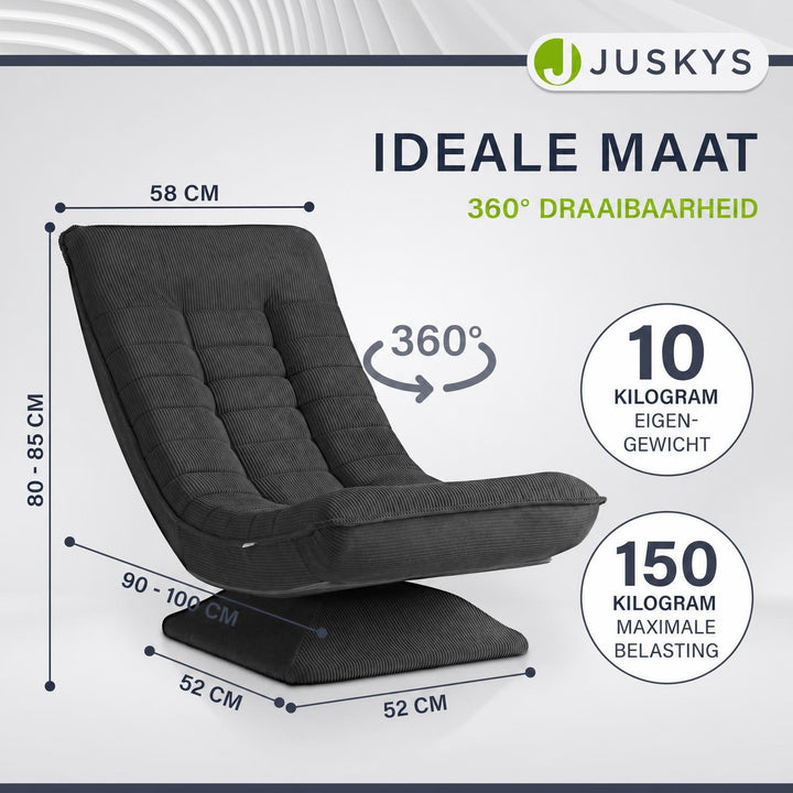 Relaxfauteuil Korsika van ribstof – 360° draaibaar, beige