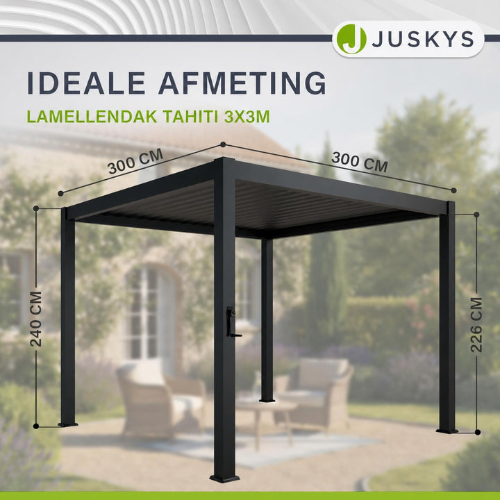 Pergola Tahiti 3 x 3 m met 2 zijwanden