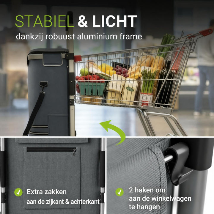 Boodschappentrolley met trapwielen – 56 liter, tot 30 kg