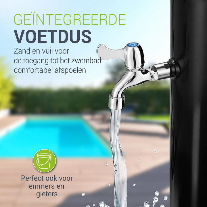 Zonnedouche Victoria 20 liter – zwenkbare regendouchekop, zwart