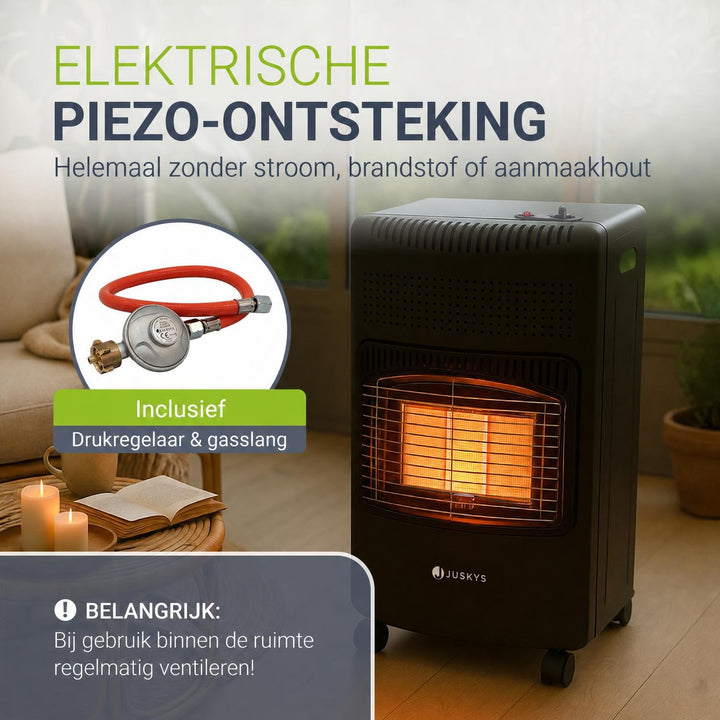 Gaskachel GS42US – 4200 W, 3 standen, keramische branders