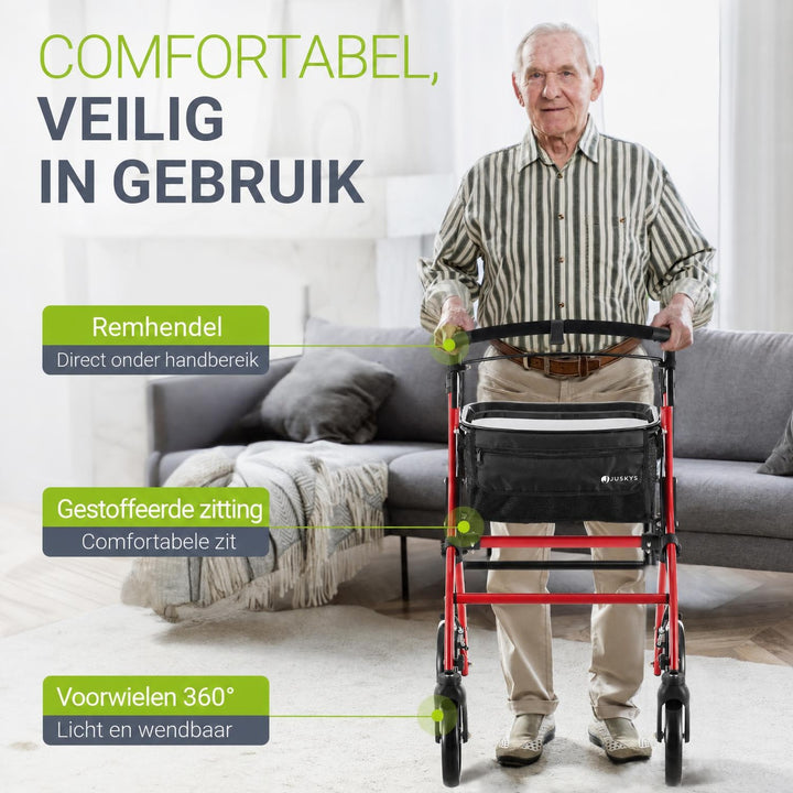 Binnenrollator Aktiv – aluminium, in hoogte verstelbaar, met dienblad