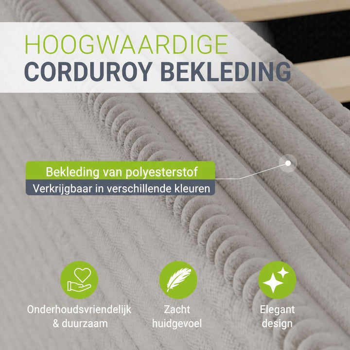 Gestoffeerd bed Salerno 180x200 cm – ribstof, beige