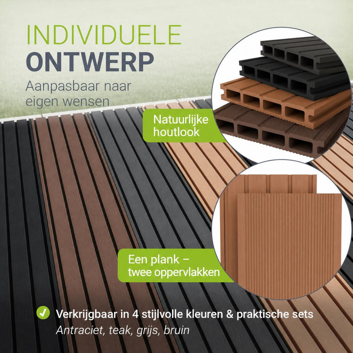 Composiet vlonderplanken teak – complete set, 2 tot 30 m²