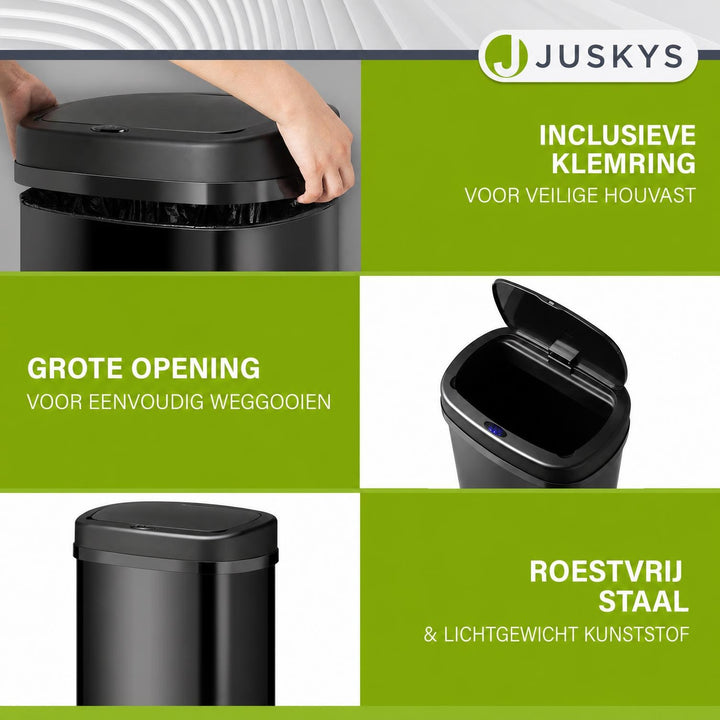 Sensor prullenbak 50 liter – rechthoekig, automatisch deksel