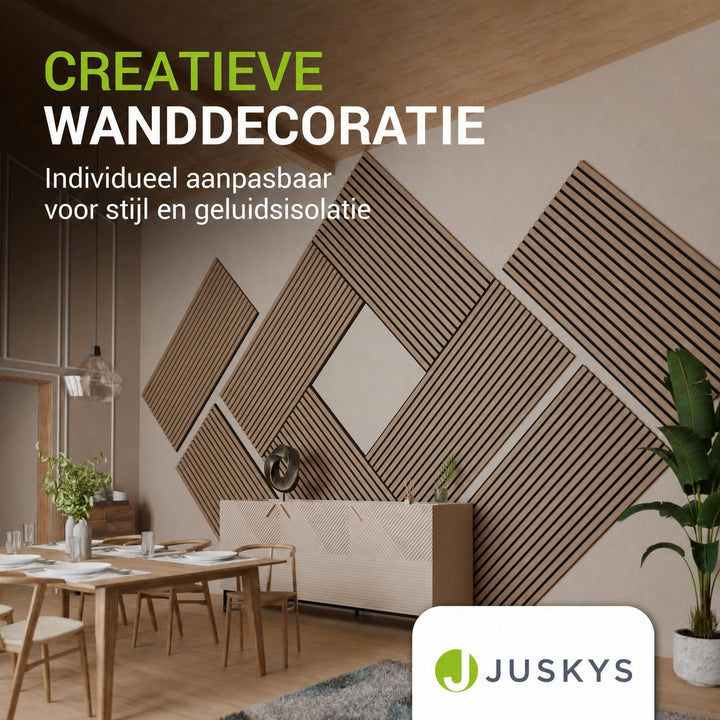 Akoestische wandpanelen houtlook – set van 4, samen 2,88 m²