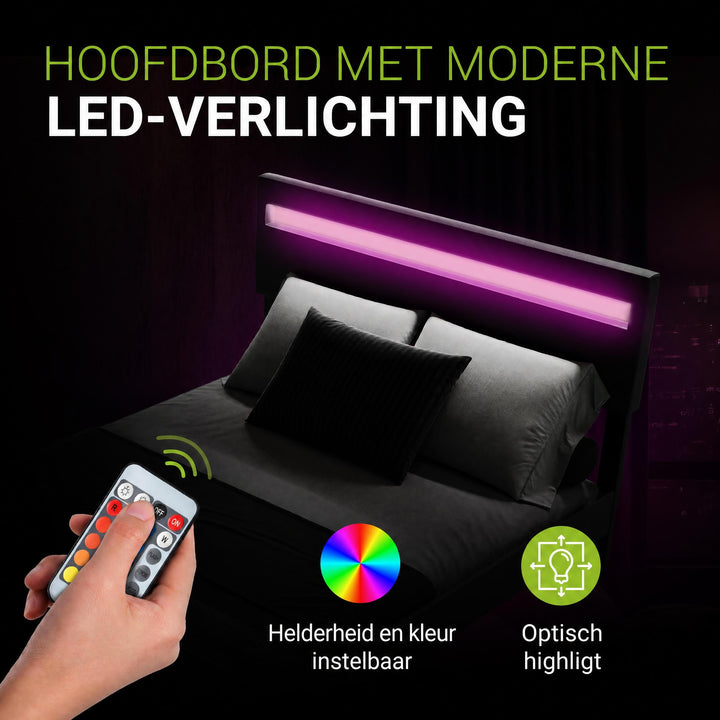 Zwevend bed Lissabon 140x200 cm – kunstleerlook met LED