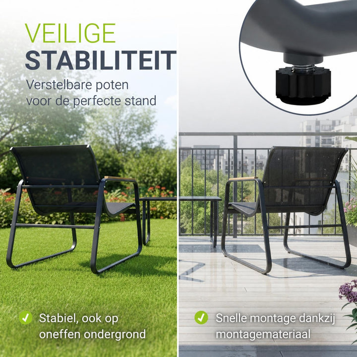 Loungeset Genua – 4-delig met 2-zitsbank, stoelen en tafel