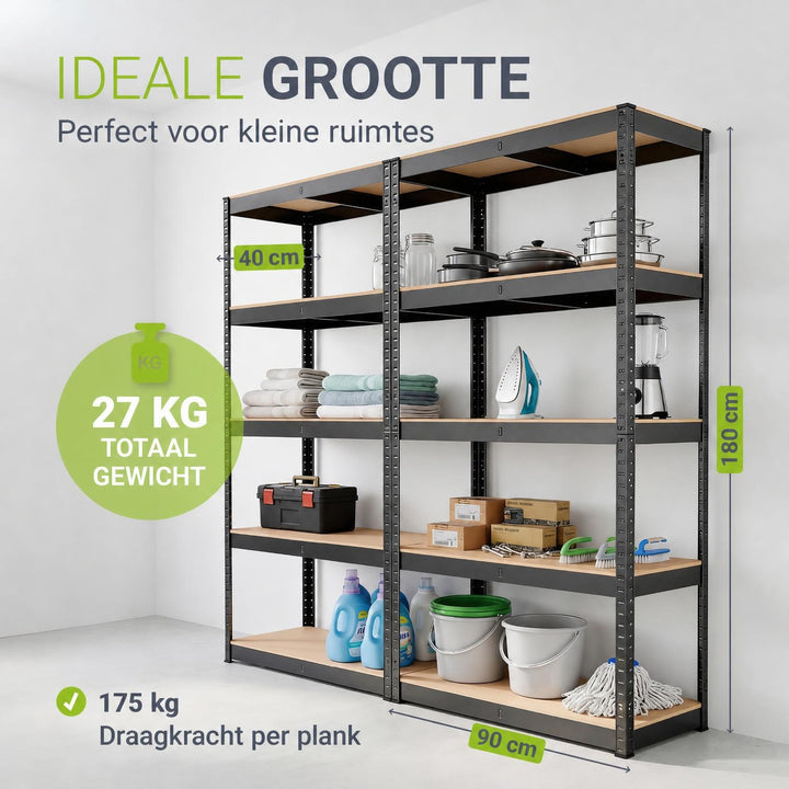 Metalen stellingkast Basic 180x90x40 cm – set van 2 tot 8