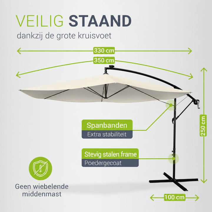 Zweefparasol Brazil 350 cm – met ledverlichting en voet