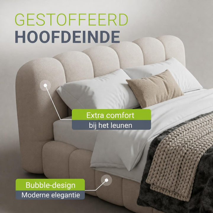 Gestoffeerd bed Catania 180x200 cm – bouclé met lattenbodem