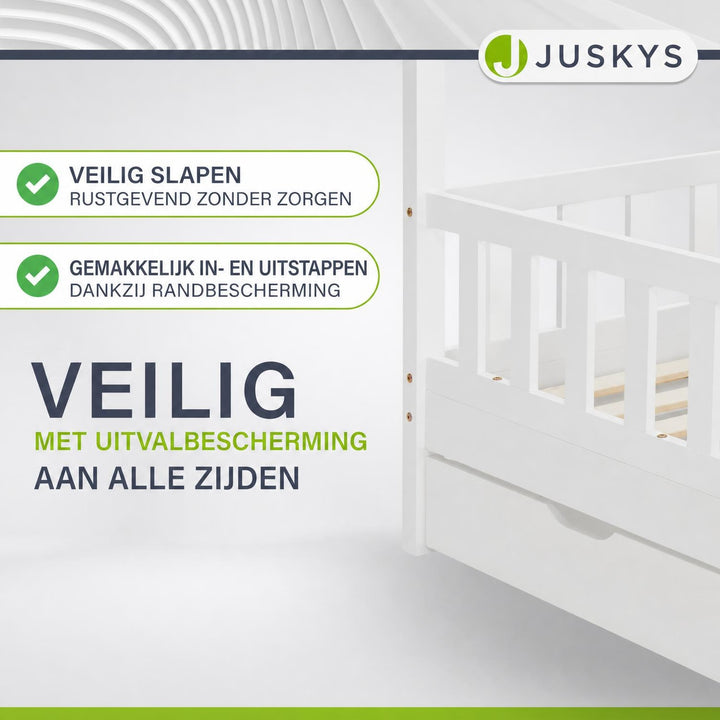 Kinderbed Marli 80x160 cm met bedlade – huisbed, wit