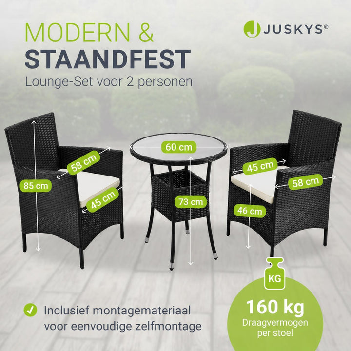 Wicker tuinset Bayamo – balkonset met tafel en 2 stoelen