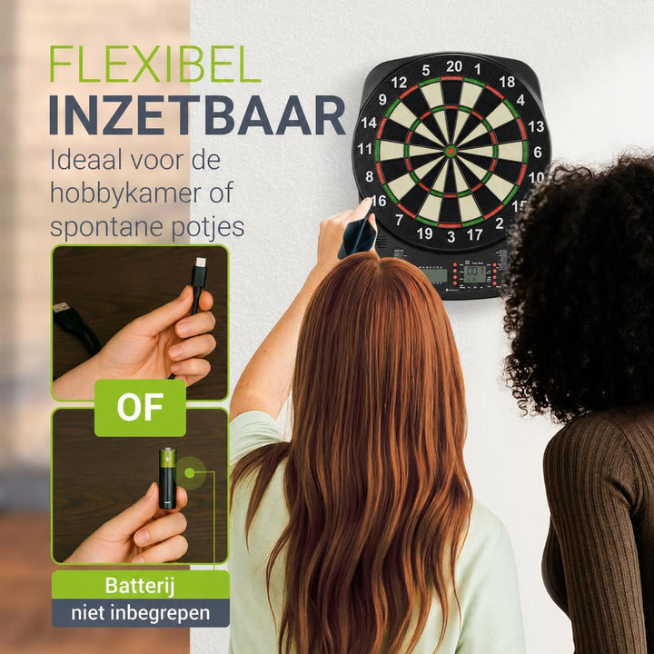 Elektronisch dartbord – 32 spellen, tot 8 spelers, 18 pijlen