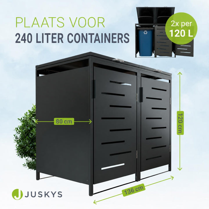 Metalen containerombouw Arel – voor 2 containers, afsluitbaar