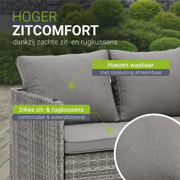 Wicker tuinset Jamaika 2-in-1 – voor 2 tot 4 personen, grijs