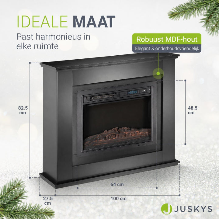 Elektrische haard met verwarming – vlameffect in meerdere standen