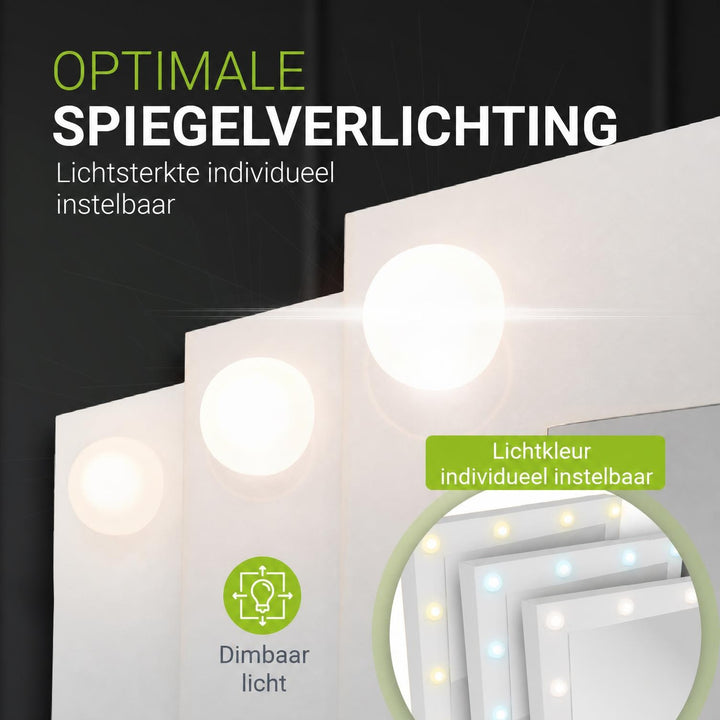 Kaptafel Talea met LED-spiegel – 7 lades, dimbaar licht