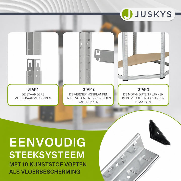 Metalen hoekstelling Corner Easy – 160x75x40-75 cm, MDF-planken
