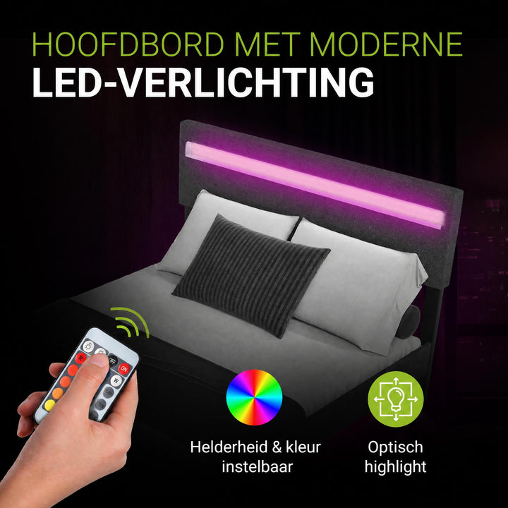 Zwevend bed Lissabon 140x200 cm – kunstleerlook met LED